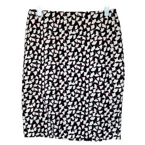 Ann Taylor Factory Black, White and Pink Geometric Pencil Skirt 0P EUC